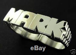 0925 Sterling Silver Initial Double Two Finger Any Name Gents Mans Mens Ring