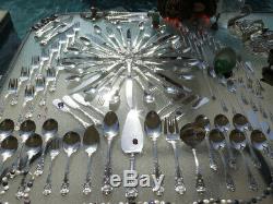 104pc HUGE OLD WALLACE SIR CHRISTOPHER STERLING SILVER FLATWARE SET SERVER HEAVY