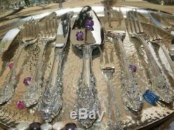 104pc HUGE OLD WALLACE SIR CHRISTOPHER STERLING SILVER FLATWARE SET SERVER HEAVY