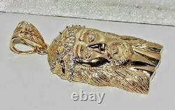 10k Yellow Gold Over Sterling Silver Jesus Head Large 2.50 3 Ct Charm Pendant