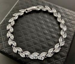11cwt Sim Diamond Marquise Tennis Bracelet 18k White Gold Over Sterling Silver