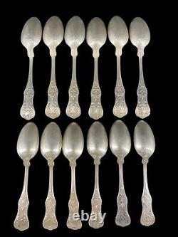 12 Antique Whiting Sterling Silver Teaspoons Shell Pattern 5.85