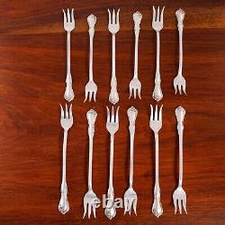 12 Reed & Barton Sterling Silver Seafood Forks Rose Cascade 1957 No Monogram