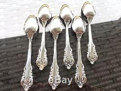 12 Set Wallace Grande Baroque Sterling Silver Teaspoons Spoon Teaspoon Grand