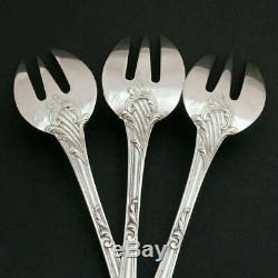 12pc Antique French Sterling Silver PUIFORCAT Oyster Shell Fish Fork Set