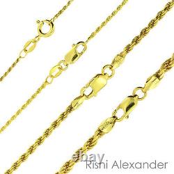 14K Gold over 925 Sterling Silver Diamond Cut Rope Chain Necklace All Sizes