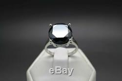 14k White Gold Over Black Diamond Ring Solitaire Sterling Silver Engagement Ring