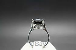 14k White Gold Over Black Diamond Ring Solitaire Sterling Silver Engagement Ring