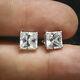 14k White Gold Over Unisex 925 Sterling Silver Princess Cut Diamond Stud Earring