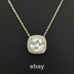14k White Gold Over W Sterling Silver Round Diamond Solitaire Pendant Necklace