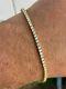 14k Yellow Gold Over 925 Sterling Silver 2mm Tennis Women Bracelet Diamond 7.25