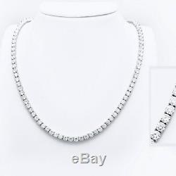 16 Created Diamond Necklace 13.75tcw Round 925 Solid Sterling Silver