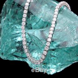 16 Created Diamond Tennis Necklace 24.00tcw Round 925 Solid Sterling Silver 4mm