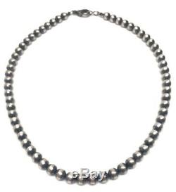 16 Navajo Pearls Sterling Silver 6mm Beads Necklace
