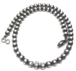 16 Navajo Pearls Sterling Silver 6mm Beads Necklace