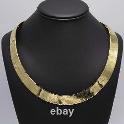 16mm Bold Herringbone Chain Necklace 14K Yellow Gold Plated Sterling Silver 925