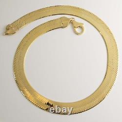 16mm Bold Herringbone Chain Necklace 14K Yellow Gold Plated Sterling Silver 925