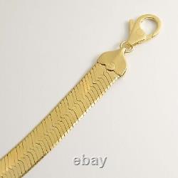 16mm Bold Herringbone Chain Necklace 14K Yellow Gold Plated Sterling Silver 925