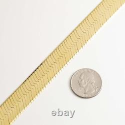 16mm Bold Herringbone Chain Necklace 14K Yellow Gold Plated Sterling Silver 925