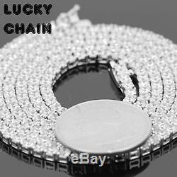 17-30925 STERLING SILVER BLING OUT TENNIS CHAIN NECKLACE 3MM 22g-36g