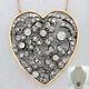 1880s Antique Victorian Diamond Heart Necklace 14k Rose Gold Sterling Silver D8