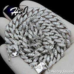 18-30men 925 Sterling Silver 8mm Icy Diamond Miami Cuban Chain Necklacesn11