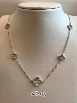 18'' LONG OPEN CLOVER NECKLACE With LAB DIAMOND/925 STERLING SILVER / STUNNING