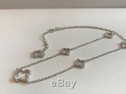18'' LONG OPEN CLOVER NECKLACE With LAB DIAMOND/925 STERLING SILVER / STUNNING