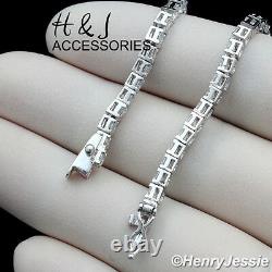 18men 925 Sterling Silver 3mm Icy Diamond Tennis Chain Choker Necklacesn10