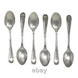 1909 Antique Edwardian Era Sterling Silver Set Six Tea Spoons (SL93-)