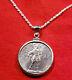 1933 Vatican St Michael The Archangel Coin Sterling Silver Pendant Necklace +box