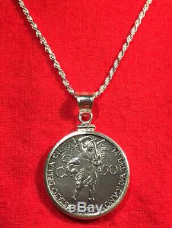 1940 Vatican St Michael the Archangel WWII Coin Sterling Silver Pendant Necklace