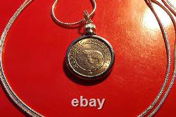 1941 Rare Elephant & Palm Tree Coin Pendant 30 925 Sterling Silver Snake Chain
