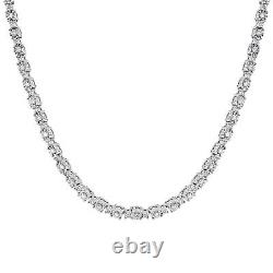 1.00 Cttw, Illusion Set Sterling Silver Round Diamond Tennis Necklace for Women