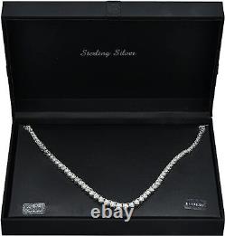 1.00 Cttw, Illusion Set Sterling Silver Round Diamond Tennis Necklace for Women