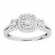 1/2 Ct Diamond Halo Engagement Ring In Sterling Silver