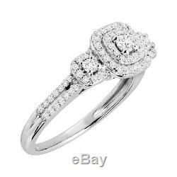 1/2 ct Diamond Halo Engagement Ring in Sterling Silver