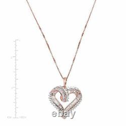 1/2 ct Diamond Heart Pendant in 14K Rose Gold-Plated Sterling Silver, 18