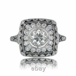 1.35 Ct Art Deco Round Cut Antique Vintage Engagement Ring 925 Sterling Silver