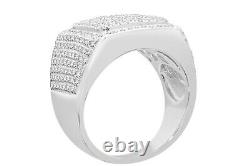 1.47 Carat Genuine Diamonds Mens Sterling Silver Engagement Diamond Ring Pinky