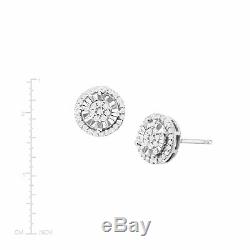 1/4 ct Diamond Halo Stud Earrings in Sterling Silver