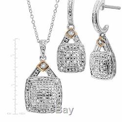 1/5 ct Diamond Pendant, Bangle, Ring, & Earrings Set, Sterling Silver Over Brass