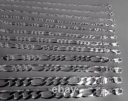 1.5mm -15mm Men's Women's 925 Sterling Silver Figaro Link Chain Necklace 16-30