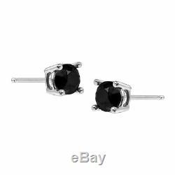 1 ct Black Diamond Stud Earrings in Sterling Silver