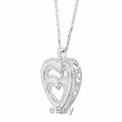 1 ct Diamond Double Heart Pendant in Sterling Silver