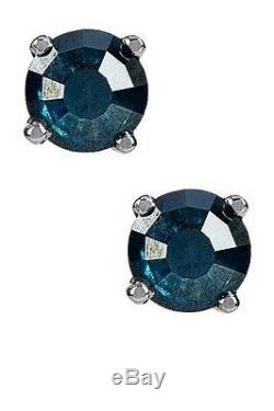 1 cts Genuine Blue Diamond Sterling Silver Studs, Diamond Studs, Earrings, Studs