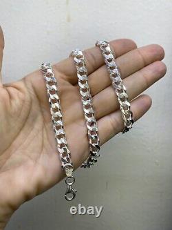 22 Inch 7.5mm Mens Cuban Link Chain Necklaces Pendant 55GR 925 Sterling Silver
