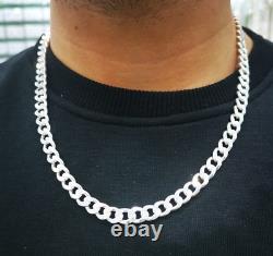22 Inch 7.5mm Mens Cuban Link Chain Necklaces Pendant 55GR 925 Sterling Silver