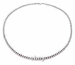 22 Navajo Pearls Sterling Silver 4mm Beads Necklace