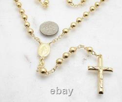 26 6mm Technibond Rosary Chain Necklace 14K Yellow Gold Clad Sterling Silver